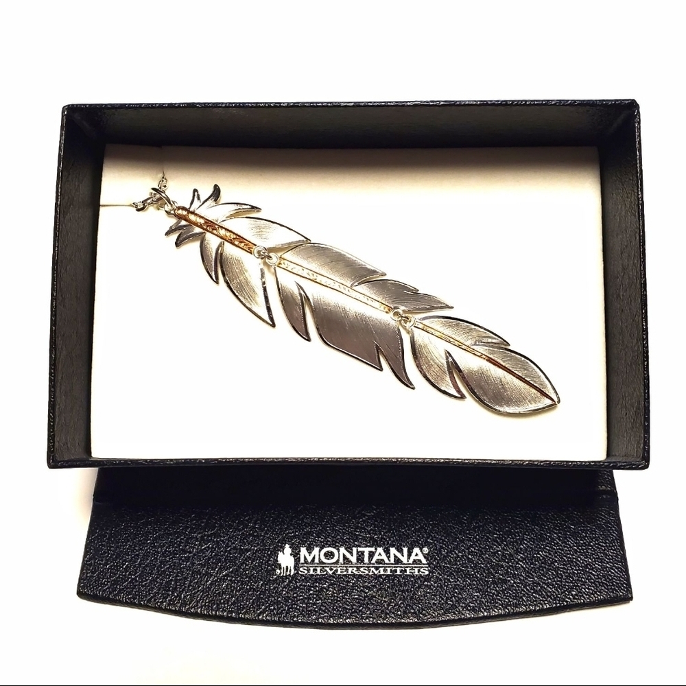 Montana Silversmiths Silver and Rose Gold Feather Necklace - Picture 4 of 6